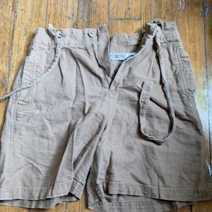 Vintage brown basket waist linen shorts